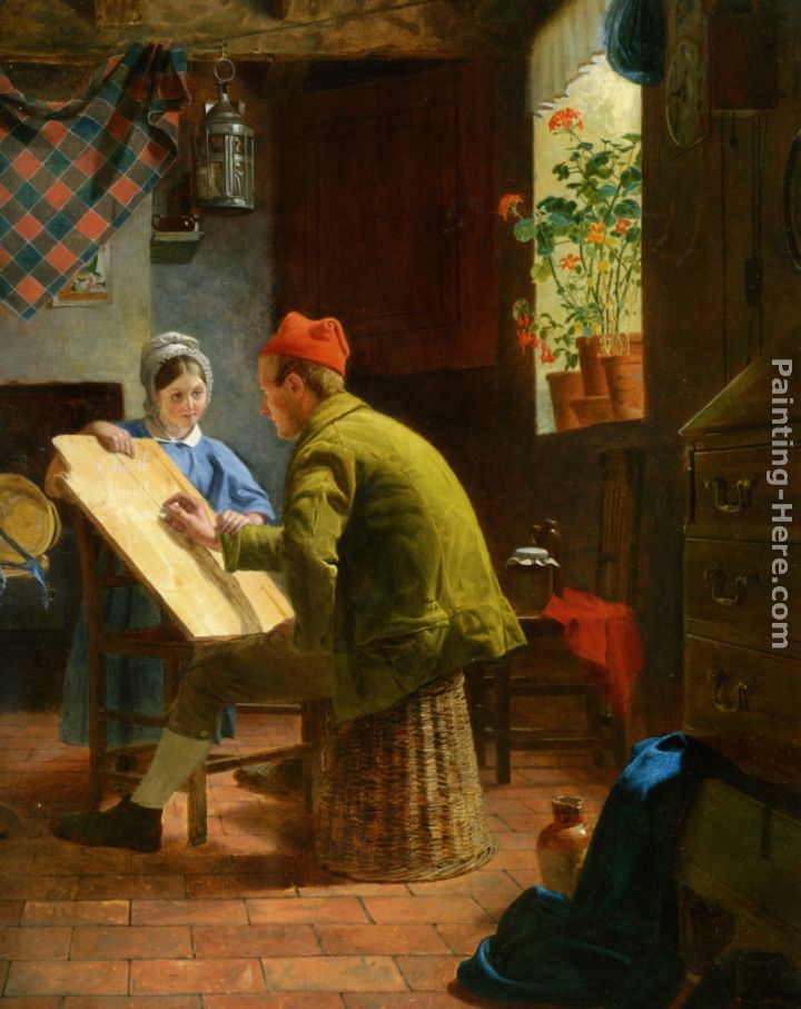 The Writing Lesson painting - James Collinson The Writing Lesson art painting